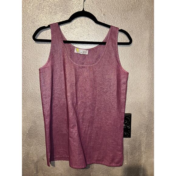 Vintage Laurel Pink Shimmer Tank Top Cotton Scoop Neck Size Small / 34 Retro - Picture 1 of 6